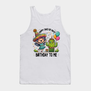 Happy Cinco De Mayo Birthday To Me Cute Mexican Girl Cactus Tank Top